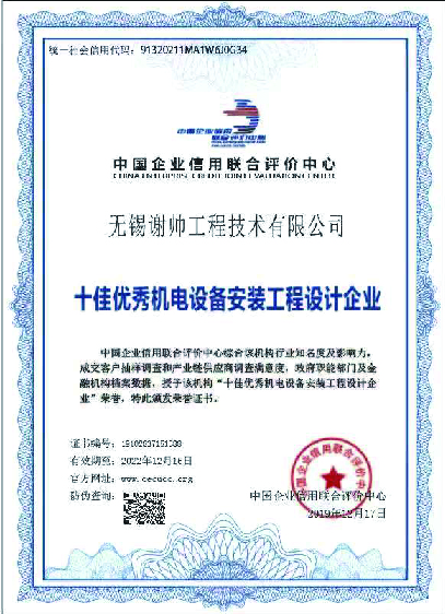 十佳优秀机电设备安装工程设计企业